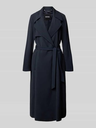 HUGO BOSS Regular Fit Trenchcoat mit Bindeg&uuml;rtel in Marine, Gr&ouml;&szlig;e 32