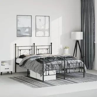 vidaXL Vidaxl - Estructura Cama Sin Colch&oacute;n Con Estribo Metal Negro 193x203 Cm
