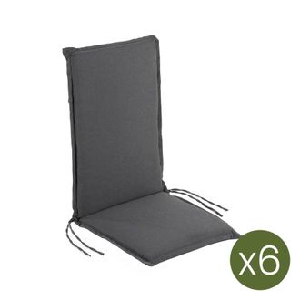 ED&Egrave;N JARD&Iacute; Pack de 6 cojines para sill&oacute;n de jard&iacute;n reclinable olefin gris