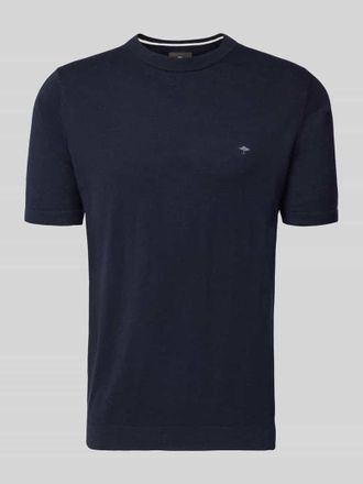 Fynch-Hatton Fynch-Hatton Regular Fit T-Shirt mit Leinen-Anteil in Strick-Optik in Marine, Gr&ouml;&szlig;e 3XL