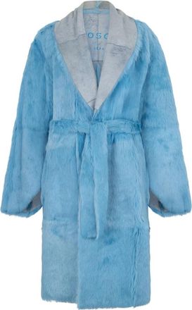 Philosophy di Lorenzo Serafini Synthetische Bontjas - Dames - Jas met riem - Blauw - L - Leer - Jassen