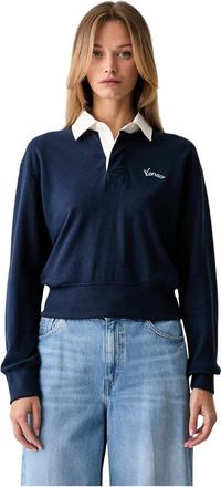 Kenzo Varsity Geborduurd-Logo Poloshirt - Dames - Sweatshirts - Blauw - XS - Katoen - Hoodies & sweatvesten