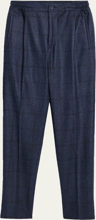 Kiton Mens Windowpane Pleated Stretch Pants
