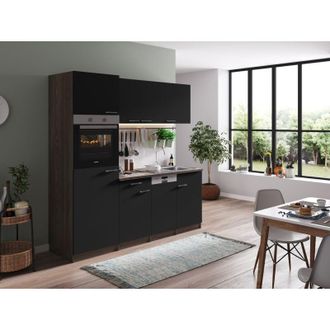 Respekta Cucina Blocco Cucina Blocco Cucina Rovere York Nero Oliver 205 cm Respecta