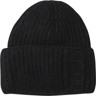 Liu Jo Accessoires, Dames, Zwart, ONE Size, Wol, Zachte Geribbelde Gebreide Beanie Hoed