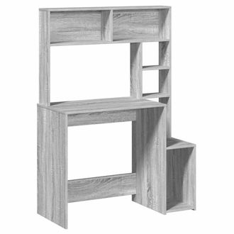 Berkfield Home Desk with Shelves Grey Sonoma 100x45x140 cm Engineered Wood | Size: 100 x 45 x 140 cm