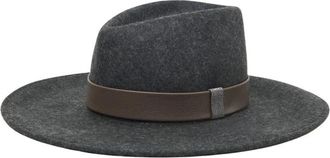 PESERICO Wollen Fedora met Brede Rand - unisex - Hoeden - Grijs - S - Wol - Accessoires