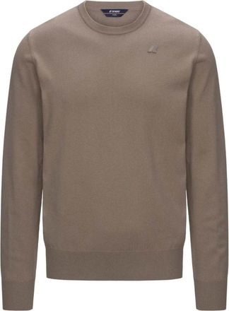 K-Way Beige Katoenen Trui Sebastien - Heren - Ronde hals truien - Beige - S - Katoen - Truien & Vesten