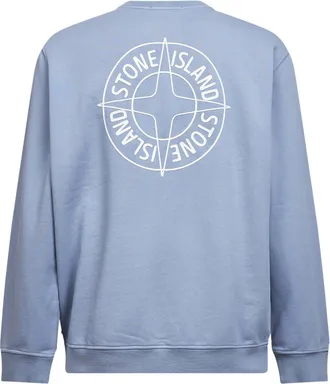 Stone Island Mens Avio Blue Cotton Printed Sweatshirt Light Sweatshirts Sweater