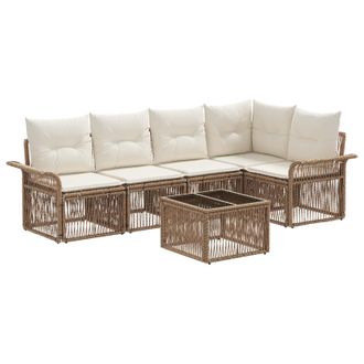 vidaXL Conjunto De Sof&aacute;s De Jard&iacute;n 6 Pcs Beige Rat&aacute;n Sint&eacute;tico Vidaxl