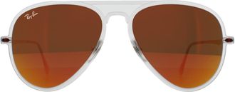 Ray-Ban Aviator Unisex Matt Translucent Orange Mirror Sunglasses - White - One Size