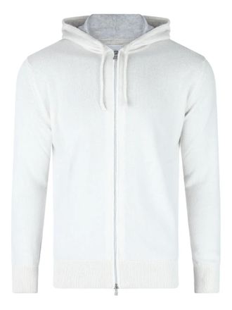 Eleventy cashmere zip-fastening hoodie - White