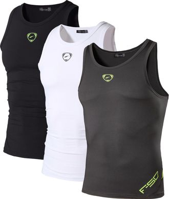 Jeansian Mens 3 Packs Sport Compression Tank Tops Vests Shirt LSL3306 PackH XXL
