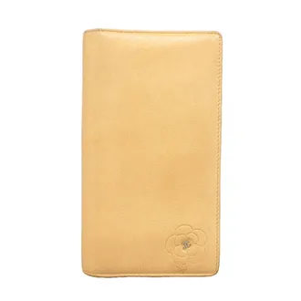 Chanel Beige Leather Long Wallet (Bi-Fold) (Pre-Owned)