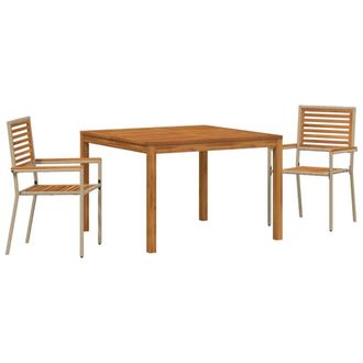 Berkfield Home 3 Piece Garden Dining Set Beige Poly Rattan Acacia