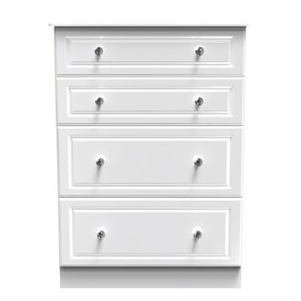Welcome Furniture Lisbon Ready Assembled Chest Of Drawers with 4 Drawers - White Gloss & White - Welcome Furniture | TJ Hughes