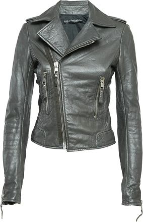 Balenciaga zip-up lambskin leather jacket - Grey