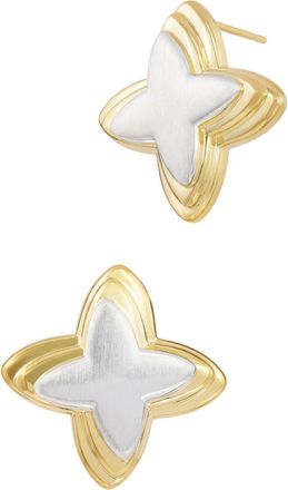 Savvy Cie Jewels GOLD AND RHODIUM PLATED TWO TONE STAR STUD EARRING