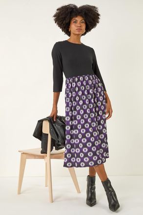 Roman Geo Print Midi Stretch Dress