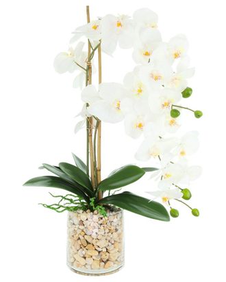 Creative Displays Inc. Handmade Faux Orchid Arrangement In Glass With Rocks