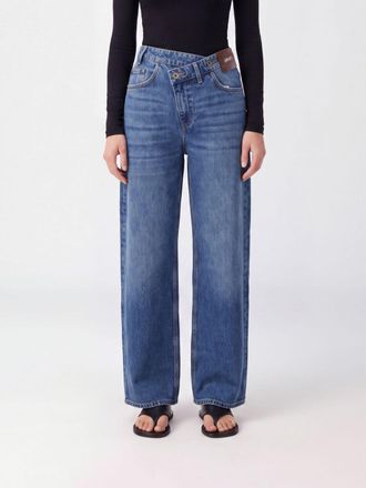 Liu Jo Jeans wide leg a vita media in denim di cotone con design asimmetrico