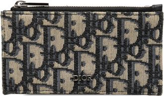 Dior Beige Navy Jacquard Coin Purse/Coin Case (Pre-Owned)