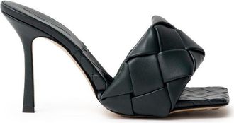 Bottega Veneta Green Leather Stiletto Heel Womens Sandals