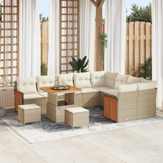 vidaXL Conjunto De Sof&aacute; De Jard&iacute;n 12 Pcs Beige, Crema 80 X 80 X 71 Cm Vidaxl