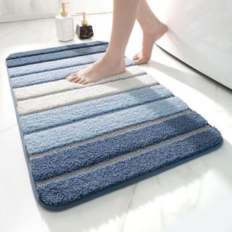 OEM Alfombrilla De Ba&ntilde;o De 40 X 60 Cm, Antideslizante, Absorbente, Lavable A M&aacute;quina, De Microfibra, Accesorio De Ba&ntilde;o, Azul