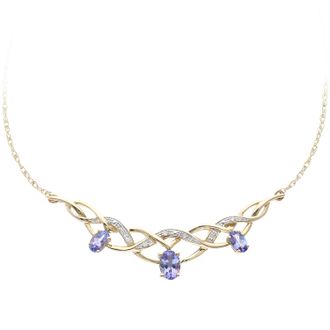 Diamant L'éternel 9kt geelgouden tanzaniet geweven ketting met diamant