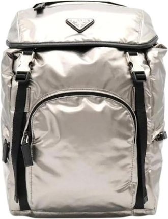 Prada Pre-owned Vintage Rugzak - Dames - Vintage Rugzakken - Grijs - ONE Size - Nylon - Vintage
