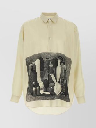 Magliano silk printed long-sleeve asymmetric shirt