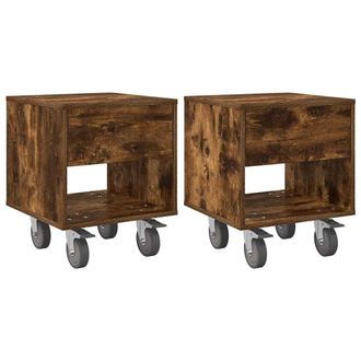 vidaXL Mesita De Noche 2 Pcs Roble Ahumado 40,5 X 40 X 48 Cm Vidaxl