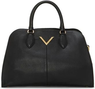 Vince Camuto Tasha Croc Embossed Leather Satchel in Black at Nordstrom