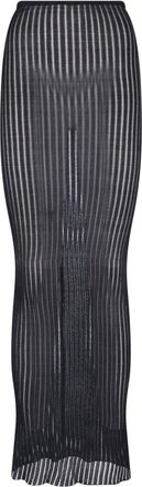 Dondup Black Lurex Knit Ribbed Midi Skirt