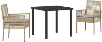 vidaXL Garden Dining Set with Cushion 3 pcs Beige Poly rattan Vidaxl