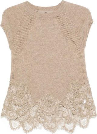 Ermanno Scervino Dames, Truien, Beige, Maat: XS Kasjmier