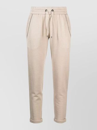 Brunello Cucinelli trousers cotton silk blend glitter detail