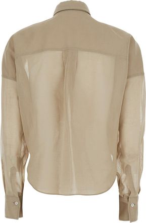 Brunello Cucinelli Womens Shirt Beige Cotton Blouses