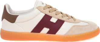 Hogan Burgundy Zigzag Suede Overlay Low-Top Sneakers