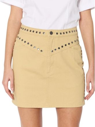 BERENICE Jessy Mini rechte beige denim rok - Dames - Spijkerrokken - Geel - L - Denim - Rokken
