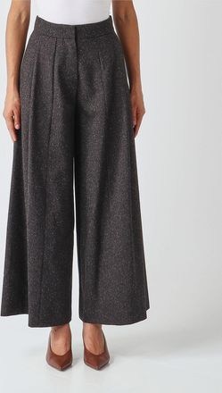 Meimeij Pleated Wide-Leg Viscose Cropped Trousers