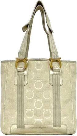 Ferragamo Pre-owned Canvas shoulder-bags - Dames - Vintage Schoudertas - Beige - ONE Size - Leer - Vintage