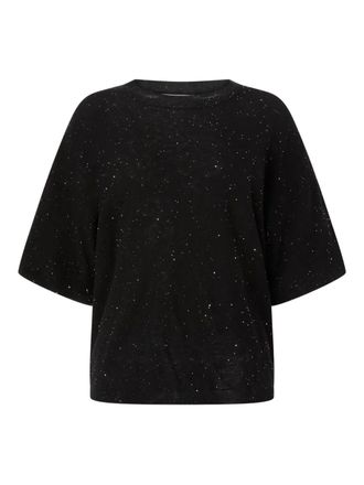 Genny Top met korte mouwen en glitters - Zwart