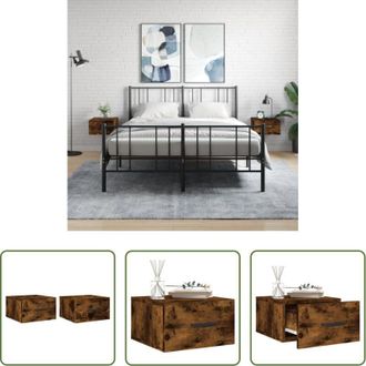 vidaXL vidaXL Comodino in legno - Comodini a Muro 2 pz Rovere Fumo 35x35x20 cm