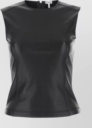 Loewe leather and fabric crew-neck top