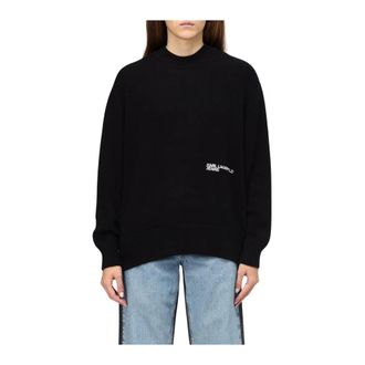 Karl Lagerfeld Hoodies & sweatvesten, Dames, Zwart, L, Relaxed Fit Sweater met Ronde Hals