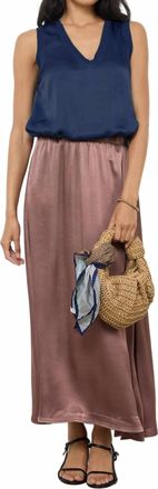 La Made Lila Satin Tank Top In Dark Night