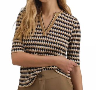 Nic+Zoe Angled Jacquard Sweater In Neutral Multi