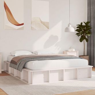 Berkfield Home Bed Frame with Lift-Up Storage in White, 160 x 200 cm, Solid Pine in White | Size: 160 x 200 cm